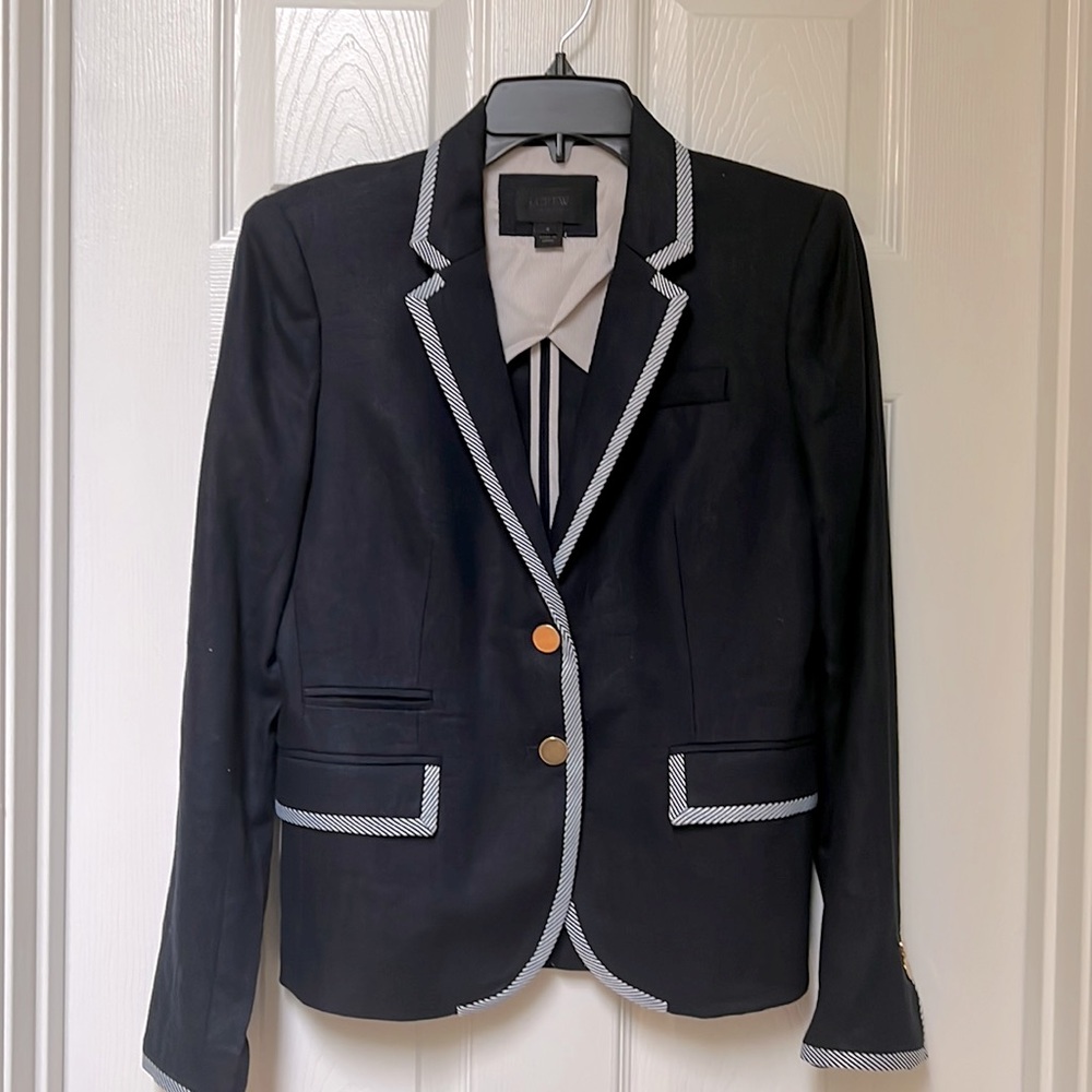 J. CREW DENIM COLORED LINEN BLAZER